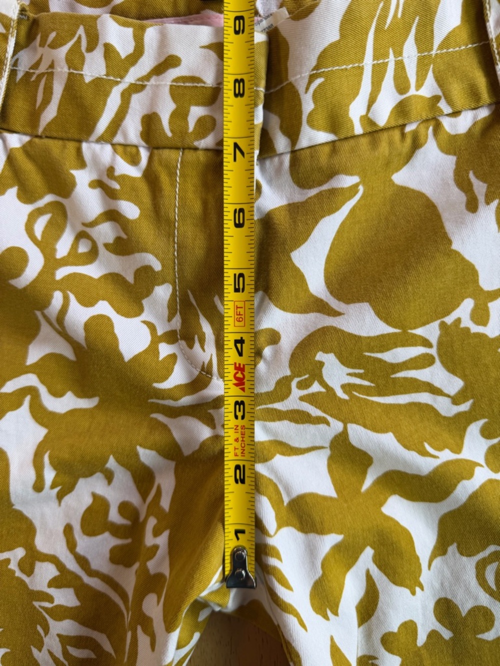 J. Crew City Fit Cropped Pants Womens Size 6 Floral Yellow Cotton Blend - Picture 7 of 9